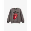 Benetton Mat Grey Graphic-print Loose-fit Cotton Sweatshirt 6-14 In Mat Grey