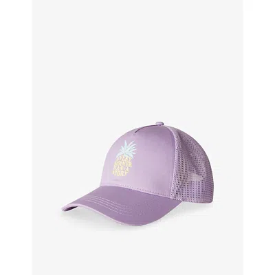 Benetton Mens Lilac Printed Cotton Mesh Baseball Cap 6-14 In Brown