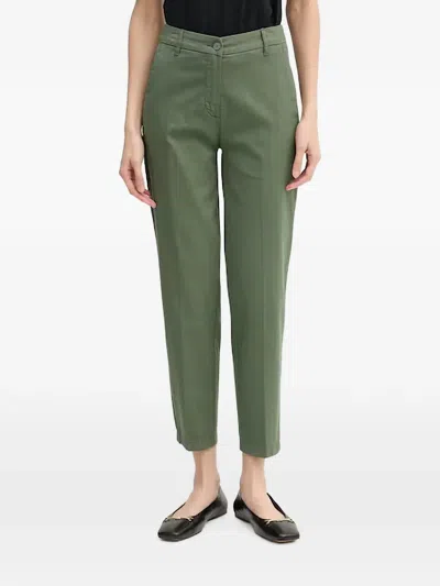 Benetton Mid-rise Cropped Trousers In Green