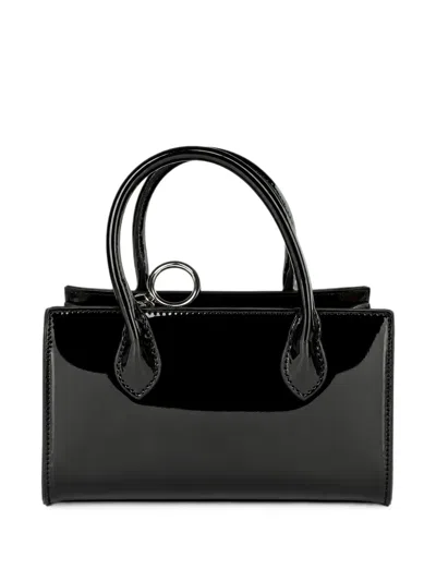 Benetton Mini Patent-finish Tote Bag In Black
