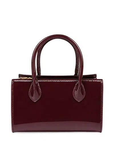 Benetton Mini Patent-finish Tote Bag In Burgundy
