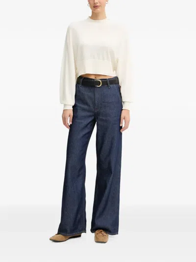 Benetton Mock-neck Cropped Sweater In Animal Print