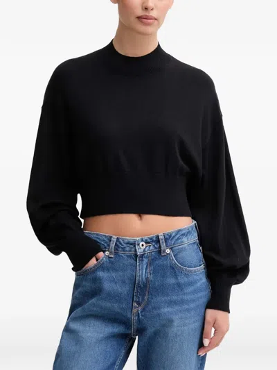 Benetton Mock-neck Sweater In Black