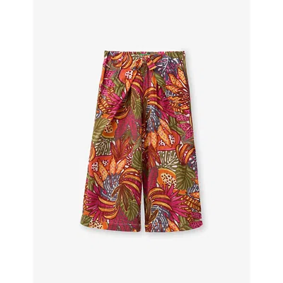 Benetton Kids' Multicolor Floral Wide-leg Cotton Trou