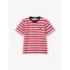 Benetton Boys Red Stripe Kids Logo-embroidered Striped Cotton T-shirt 18 Months-6 Years In Multicolor