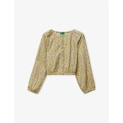 Benetton Kids' Multicolored Floral-print Button-down Cotton Shirt 6-14