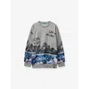Benetton Multicolored Graphic-print Relaxed-fit Cotton Sweatshirt 6-14 In Gray