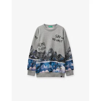 Benetton Kids' Multicolored Graphic-print Relaxed-fit Cotton Sweatshirt 6-14