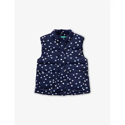Benetton Kids' Multicolored Heart-print Padded Gilet 18 Months - 5 In Blue
