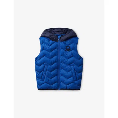 Benetton Kids' Multicolored Logo-embroidered Padded Down Gilet 18 Months-5 In Blue