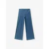 Benetton Multicolored Logo-embroidered Wide-leg Stretch-denim Jeans 6-14 In Blue