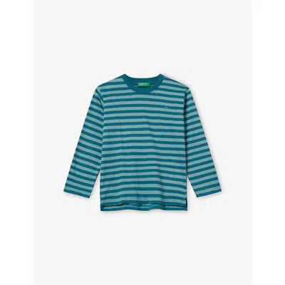 Benetton Kids' Multicolored Striped Long-sleeved Cotton-jersey T-shirt 18 Months - 5 Year In Green