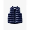 BENETTON BENETTON NAVY BLUE BRAND-EMBROIDERED QUILTED SHELL GILET 1-18 MONTHS