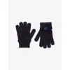 Benetton Kids' Navy Blue Logo-patch Wool Blend Glove In Black
