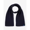 Benetton Kids' Navy Blue Logo-patch Wool Blend Scarf In Black