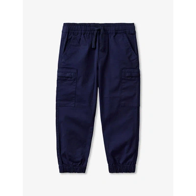 Benetton Babies'  Navy Blue Patch-pocket Elasticated-waistband Stretch-cotton Cargo Trousers 18 Months - 6 Ye