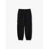 Benetton Kids' Navy Blue Patch-pocket Regular-fit Cotton Jogging Bottoms 6-14 In Black