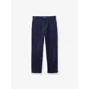 Benetton Navy Blue Slim-fit Straight-leg Cotton Blend Trousers 6 In Blue