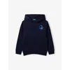 Benetton Kids' Navy Blue Zipped Colour-block Cotton Hoody 6-14