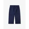 Benetton Night Blue Elasticated-waist Cotton Trousers 6-1 In Night Blue