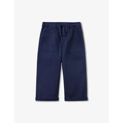 Benetton Kids' Night Blue Elasticated-waist Cotton Trousers 6-1
