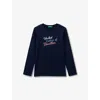Benetton Night Blue Glitter-logo Long-sleeve Cotton-jersey T-shirt 6-14 In Night Blue