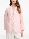 Benetton Notched Lapel Button Blazer In Pink