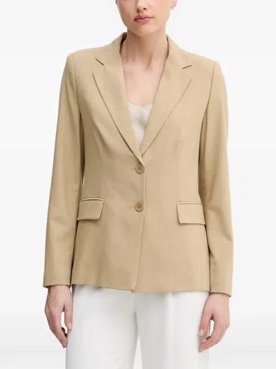 Benetton Notched-lapel Single-breasted Blazer In Neutral