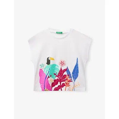 Benetton Kids' Offwhite Crochet-appliqué Cotton-jersey T-shirt 18 Months-5 In White