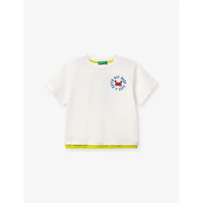 Benetton Kids' Graphic-print Cotton-jersey T-shirt 1-6 In White