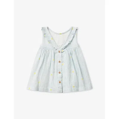 Benetton Kids' Offwhite Graphic-print Sleeveless Crepe Cotton Dress 1-18