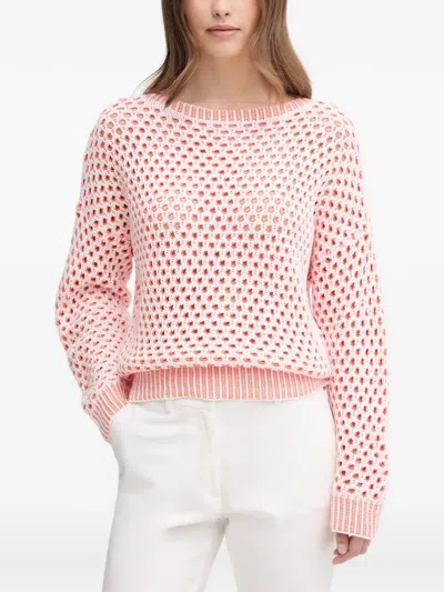 Benetton Open-knit Ribbed-trim Sweater In Multi