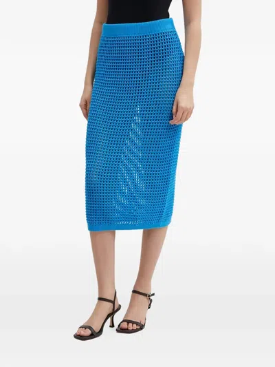 Benetton Open-knit Skirt In Blue