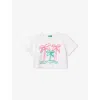Benetton Graphic-print Boxy Cotton-jersey T-shirt 6-14 Years Optical Whit