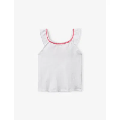 Benetton Kids' Optical White Ruffle Cotton-jersey Tank Top 6-14