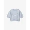 Benetton Pale Blue Bear-appliqué Stretch-cotton Sweatshirt 1-18 In Blue