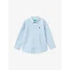 Benetton Pale Blue Logo-embroidered Striped Cotton Shirt 18 Month In Blue
