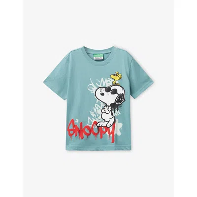 Benetton Kids' Pale Green Peanuts Snoopy Graphic-print Cotton-jersey T-shirt 18 Months - 5