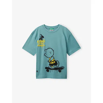 Benetton Kids' Pale Green Snoopy Graphic-print Cotton T-shirt 6-14