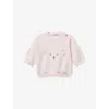 Benetton Babies' Pale Pink Bear-appliqué Stretch-cotton Sweatshirt 1-18