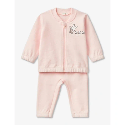 Benetton Babies'  Pale Pink Branded Organic Cotton-jersey Tracksuit 1-18 Months