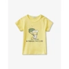 Benetton Babies'  Pale Yellow Logo-print Short-sleeve Organic-cotton T-shirt 1-18 Months
