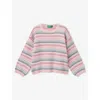 Benetton Pastel Pink Stripe-print Knitted Cotton-blend Jumper 18 Months - 6 In Pastel Pink