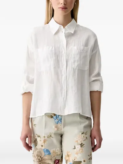 Benetton Patch-pocket Linen Shirt In White