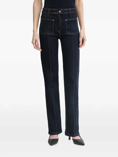 Benetton Patch-pocket Pressed-crease Jeans In Blue