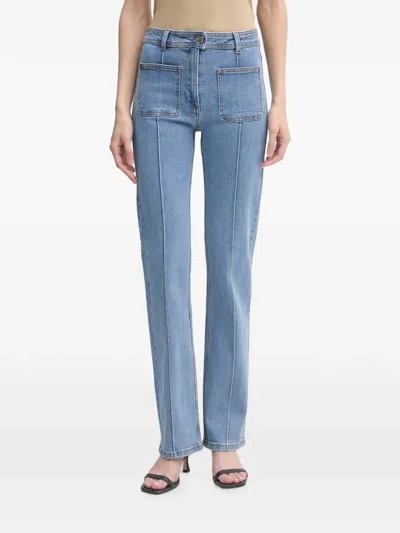 Benetton Patch-pocket Seamed Jeans In Blue