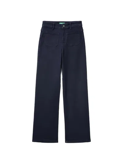 Benetton Patch-pocket Straight-leg Jeans In Blue
