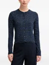 Benetton Patterned Button Cardigan In Blue