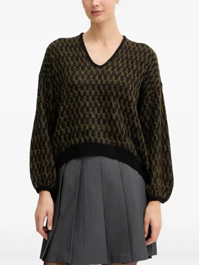 Benetton Patterned V-neck Knitwear In Multi