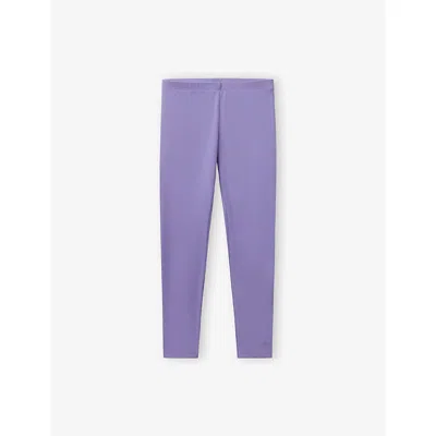 Benetton Kids' Periwinkle Logo-embroidered Stretch-jersey Leggings 6-14